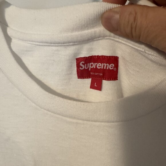 Supreme White Pocket T-Shirt – Size L - Picture 2 of 4